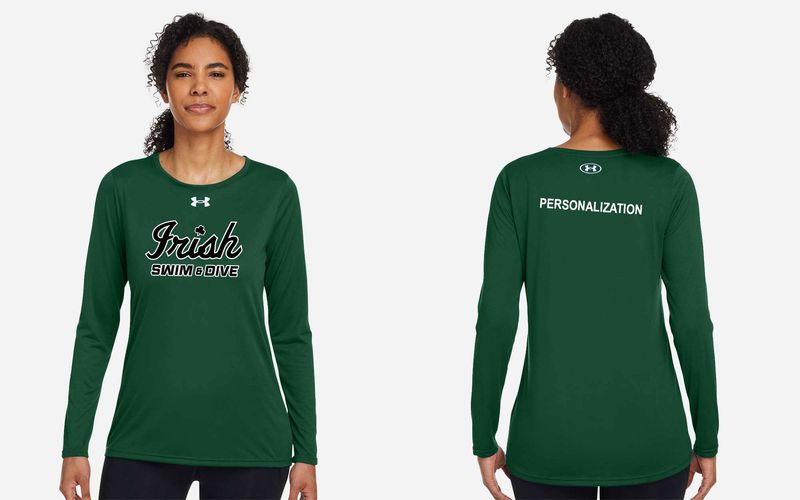 Under Armour Women's Team Tech Long Sleeve T-Shirt - White, Black, Forest Green