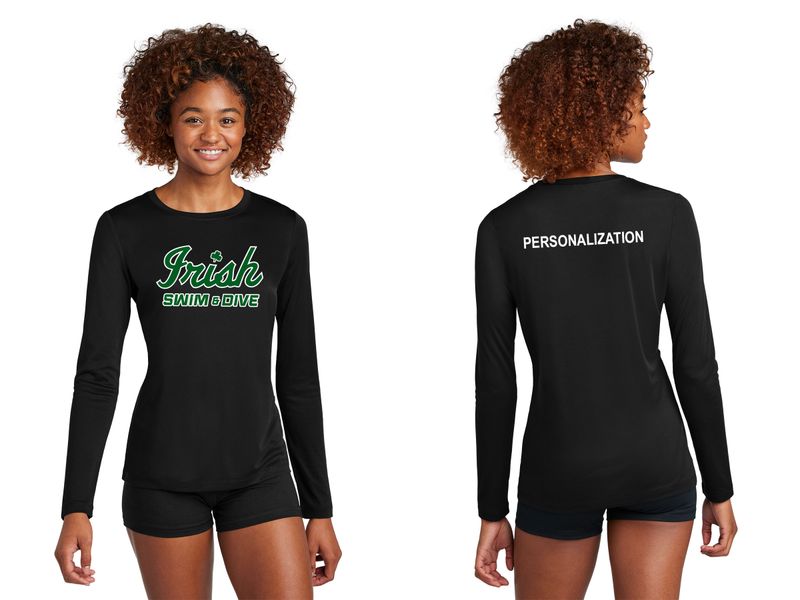 Sport-Tek Women's Posi-UV Pro Long Sleeve- Black, White