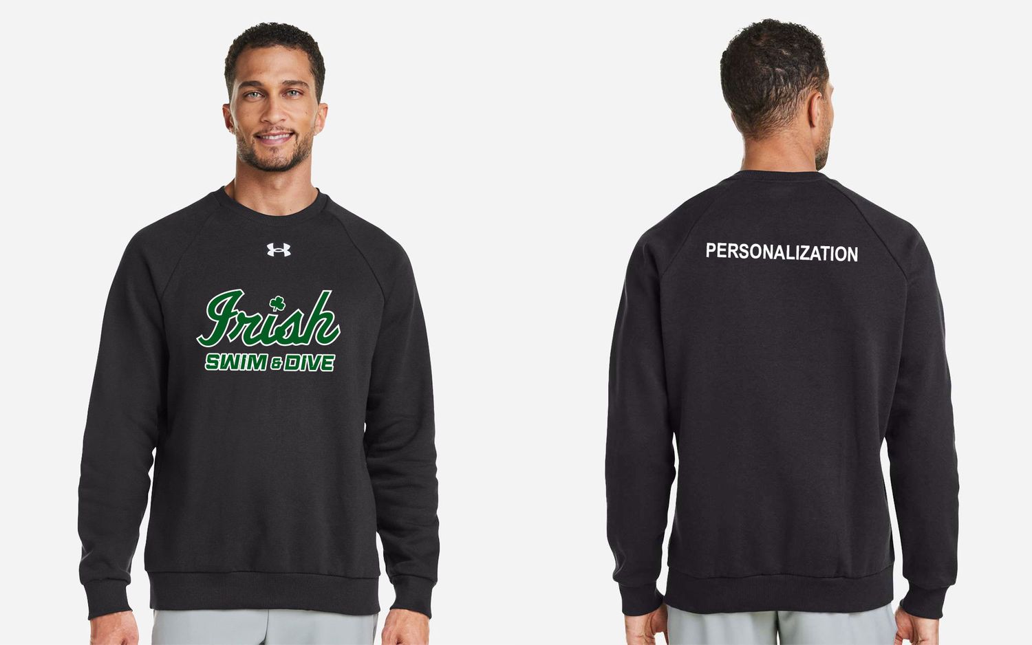 Under Armour Men's Rival Fleece Crewneck Sweatshirt (Full front logo)- Black