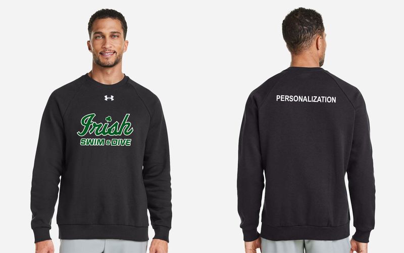 Under Armour Men's Rival Fleece Crewneck Sweatshirt (Full front logo)- Black