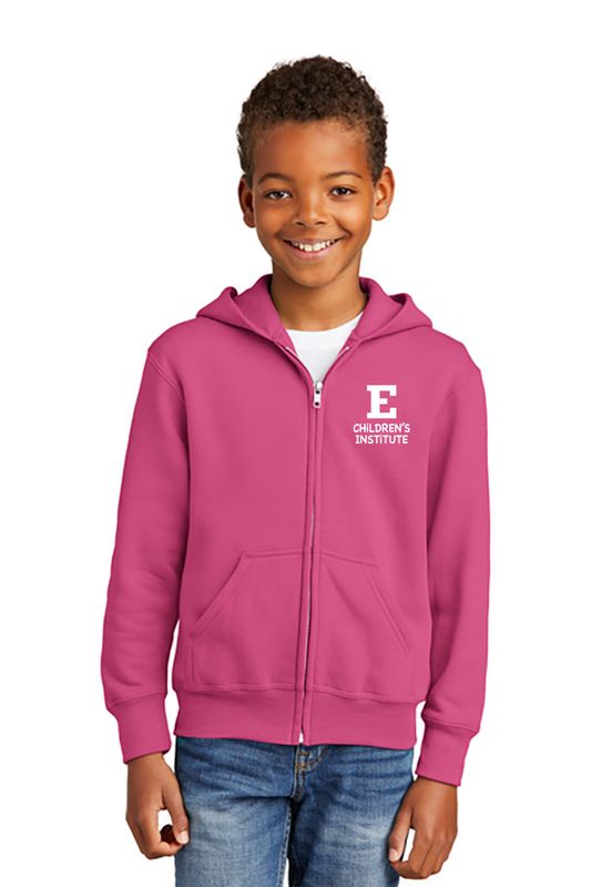 NEW: Youth Fleece Full-Zip Hooded Sweatshirt- Athletic Heather, Carolina Blue, Sangria, Jet Black, Kelly, Dark Green, Purple, Red, Navy