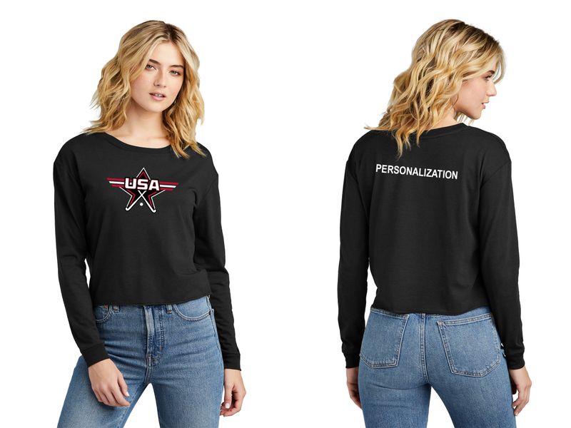 District Women’s Perfect Tri Midi Long Sleeve Tee- Black, White