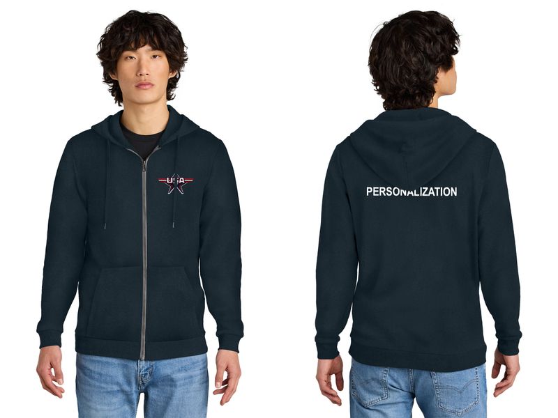 District Perfect Tri Fleece Full-Zip Hoodie- Black, Navy