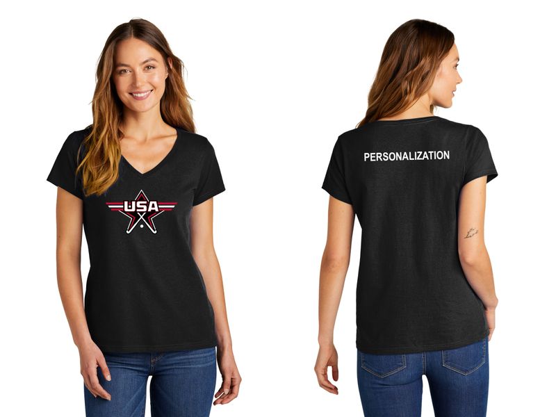 District Women's Concert Tee V Neck- White, Black, Navy