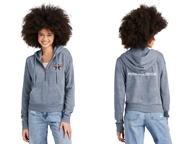 District Women’s Perfect Tri Fleece 1/2-Zip Pullover- Black, Navy Frost