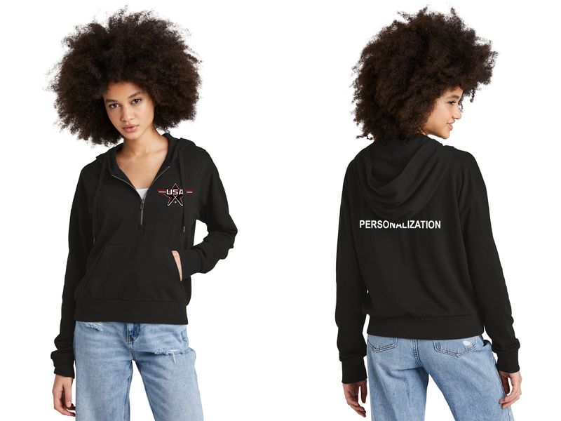 District Women’s Perfect Tri Fleece 1/2-Zip Pullover- Black, Navy Frost