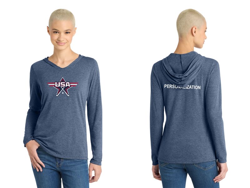 Women’s Perfect Tri Long Sleeve Hoodie- Black Frost, Navy Frost