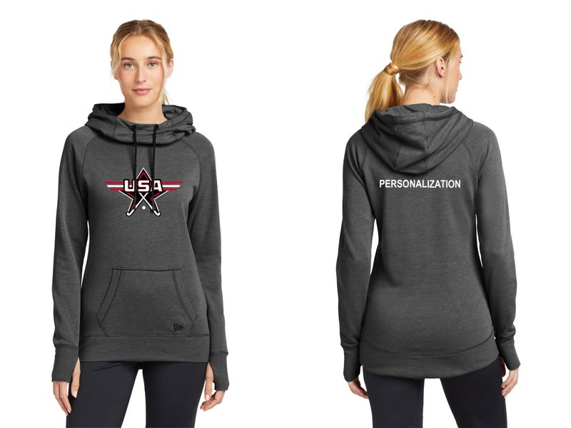 Women's Tri-Blend Fleece Hooded Sweatshirt -Black Heather