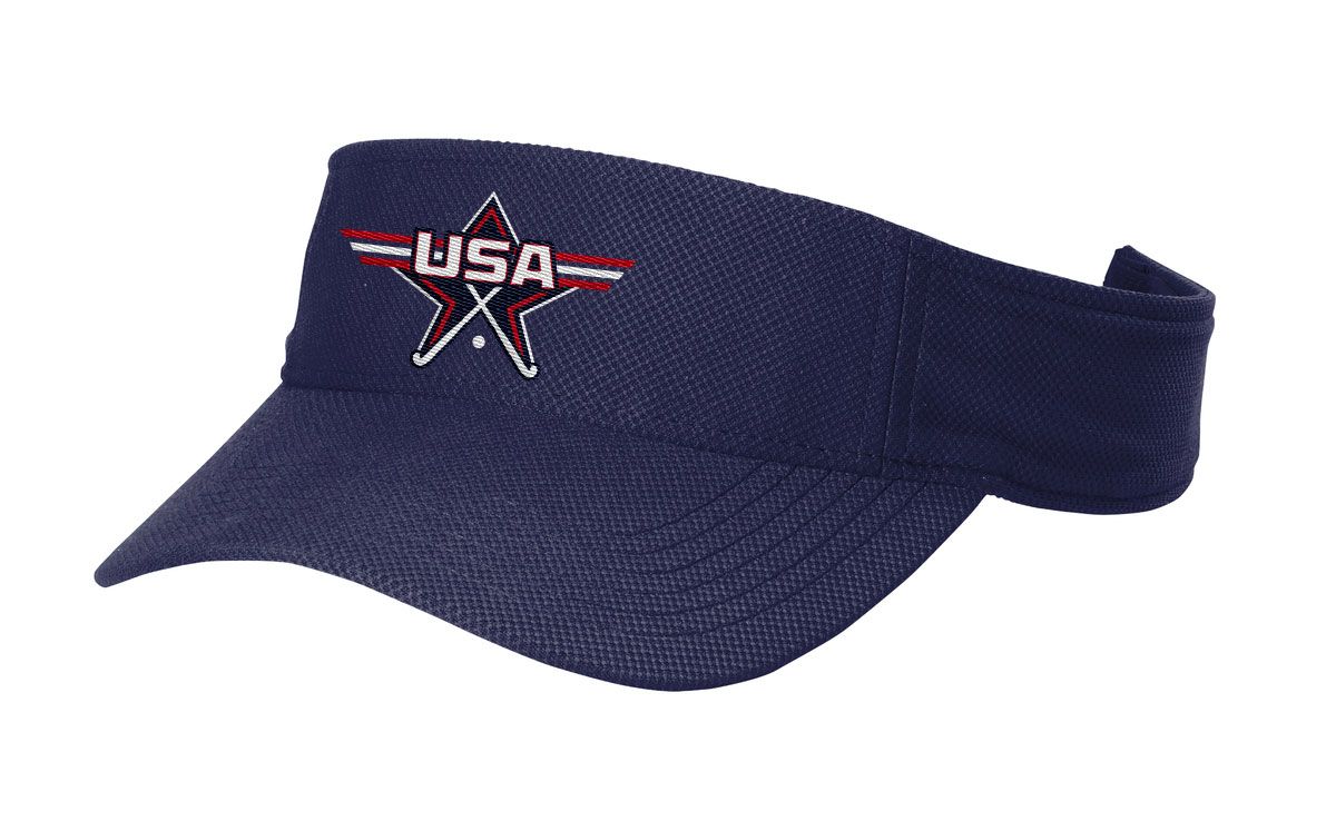 Sport Tek Visor- Navy, White, Black