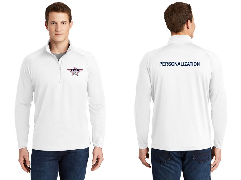 Adult Men's Stretch 1/4 Zip- Navy, White, Black