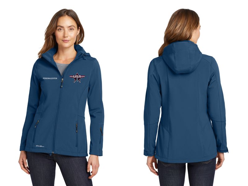 Eddie Bauer Women's Hooded Soft Shell Parka-Navy, Black