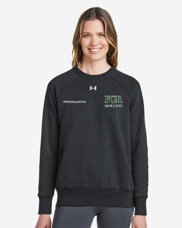 Under Armour Women's Rival Fleece Crewneck Sweatshirt (Left chest embroidered logo)- Black