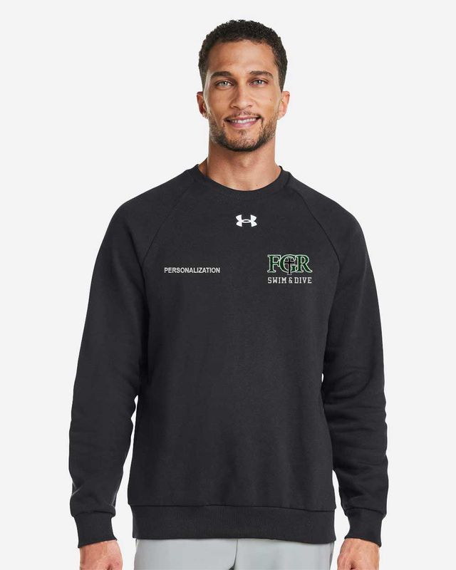 Under Armour Men's Rival Fleece Crewneck Sweatshirt (left chest embroidered logo) - Black