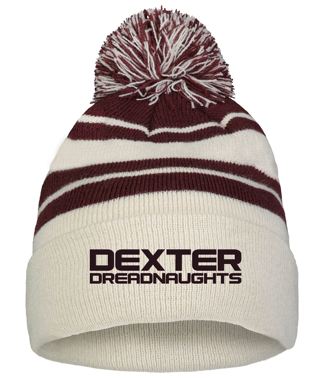 Knit Beanie- Oat/Maroon
