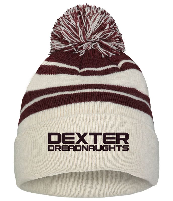 Knit Beanie- Oat/Maroon