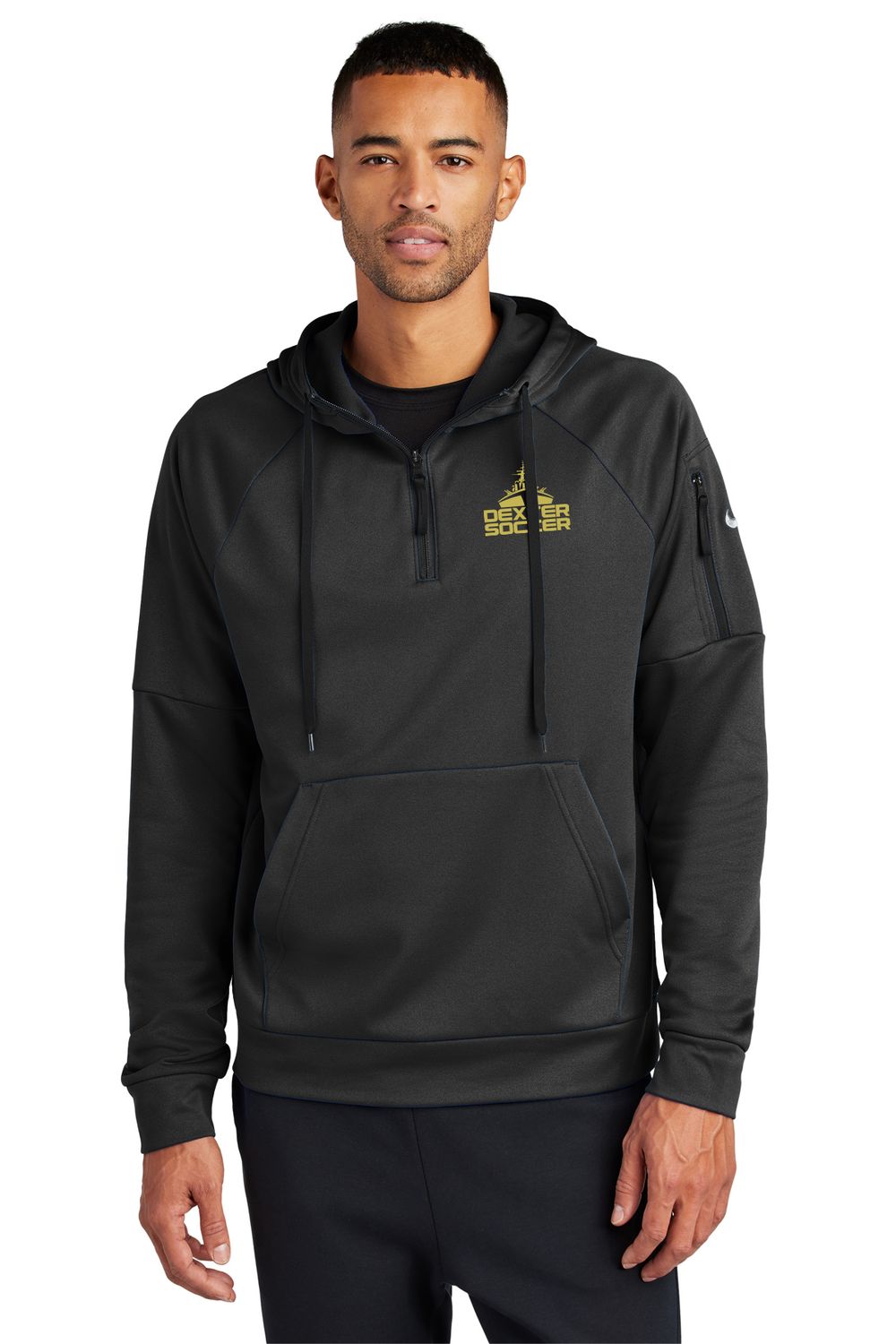 Nike Therma-FIT Pocket 1/4-Zip Fleece Hoodie-Black