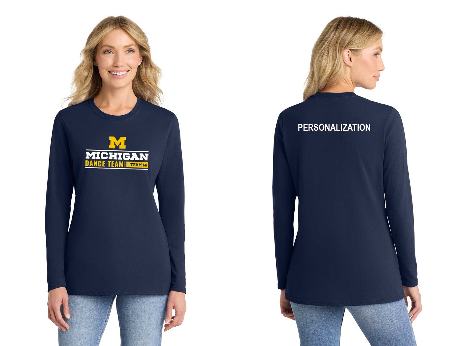 Ladies Long Sleeve Core Cotton Tee - Navy