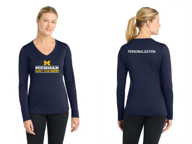 Ladies Long Sleeve Performance Tee- Navy
