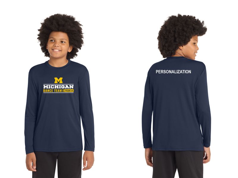Youth Performance Long Sleeve T-Shirt- Navy