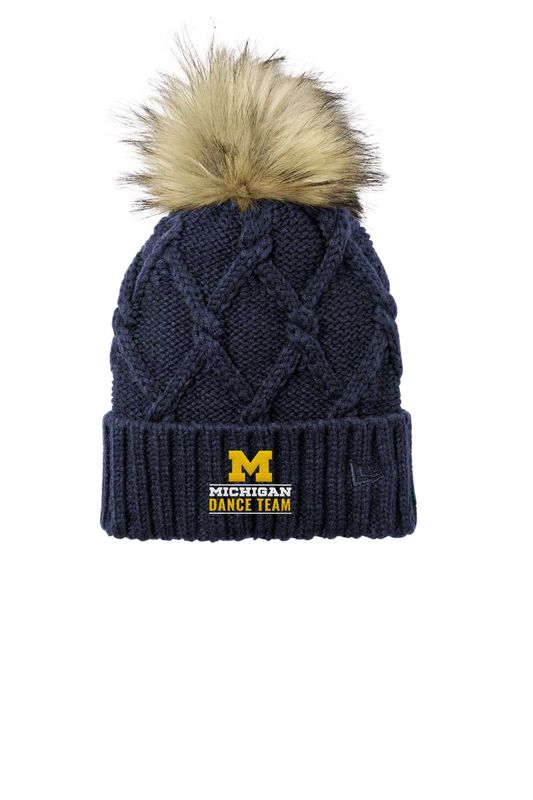 New Era Faux Fur Pom Beanie- Navy
