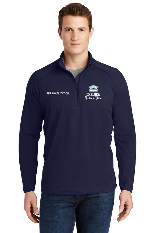 1/4 Zip Stretch Pullover: Navy, White