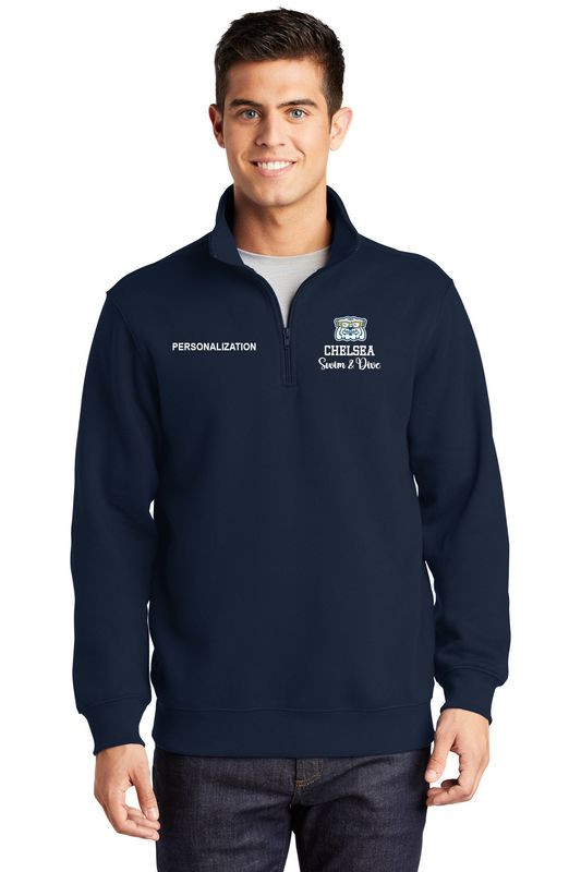 1/4 Zip Sweatshirt-Navy, White, Athletic Heather