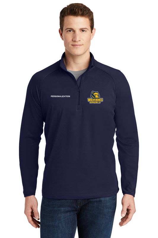 1/4 Zip Stretch Pullover: Navy, White