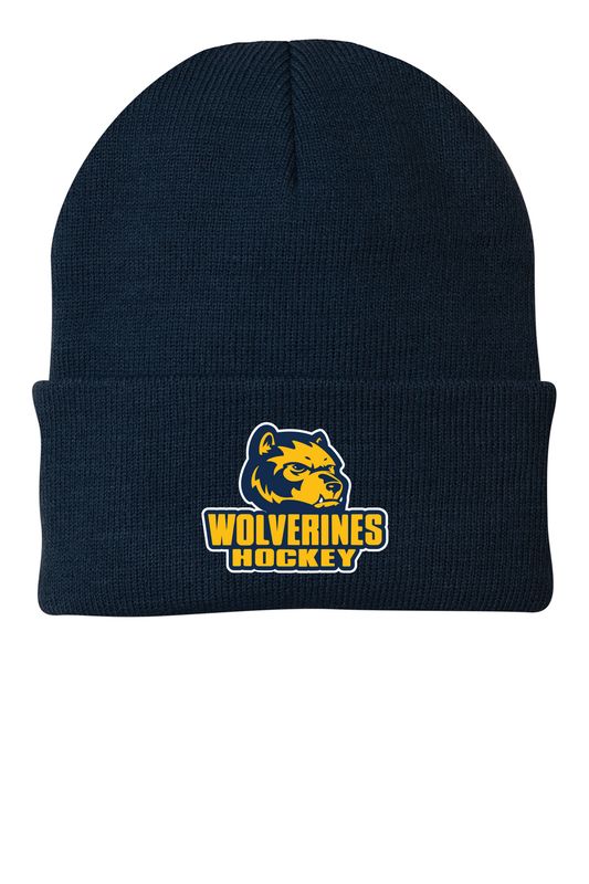 Knit Beanie - Navy, White, Grey