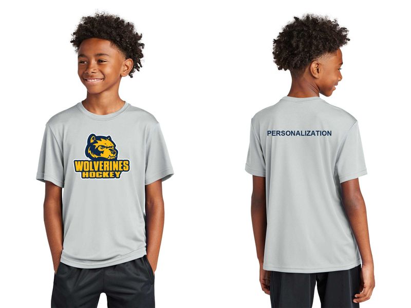Youth Short Sleeve Performance Tee -Navy, Silver, White