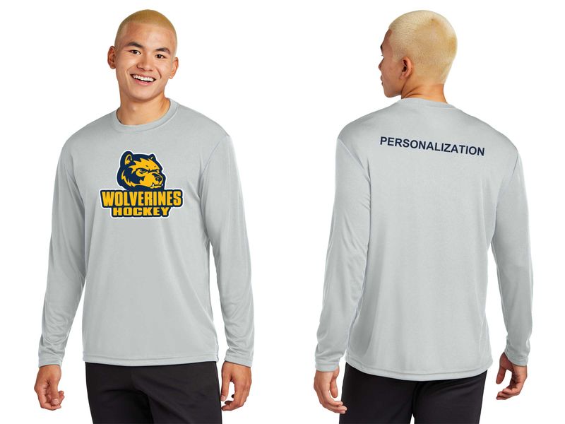 Adult Unisex Performance Long Sleeve Tee-Navy, Silver, White