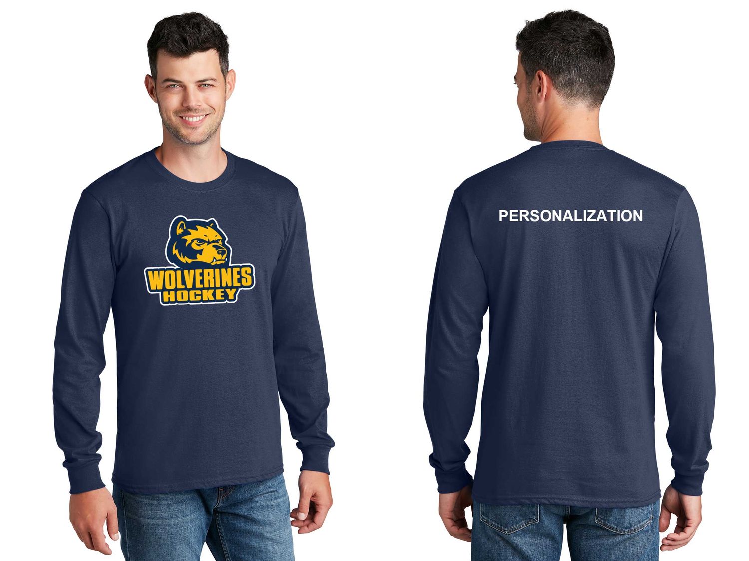 Unisex Long Sleeve Core Cotton Tee -Navy, Grey, White