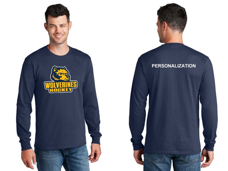 Unisex Long Sleeve Core Cotton Tee -Navy, Grey, White