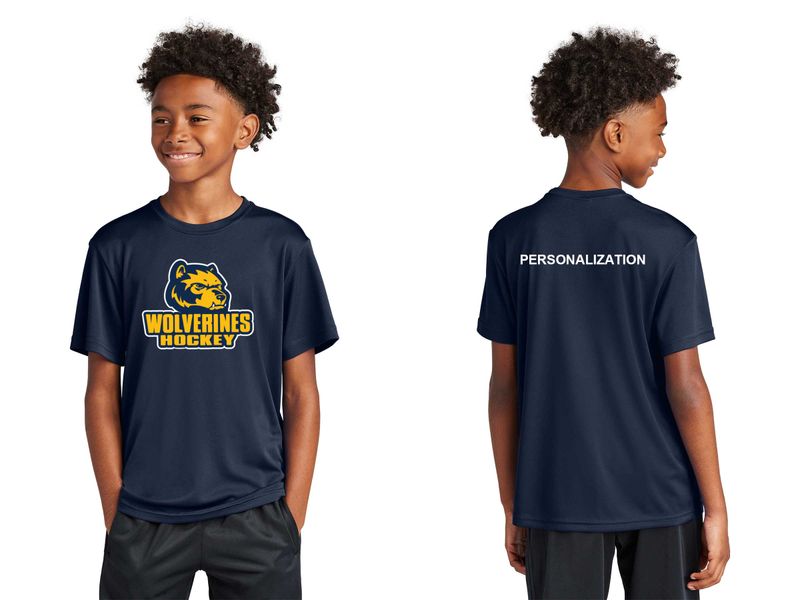 Youth Short Sleeve Performance Tee -Navy, Silver, White