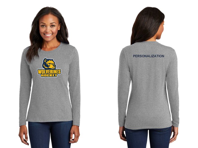 Ladies Long Sleeve Core Cotton Tee - Navy, Grey, White