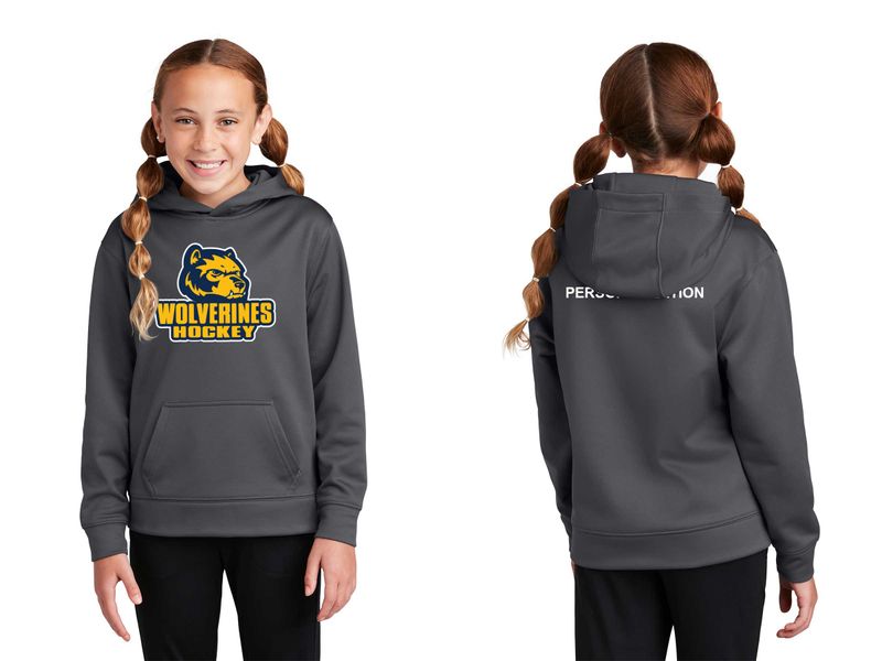 Youth Performance Fleece Hooded Pullover -Navy, Smoke