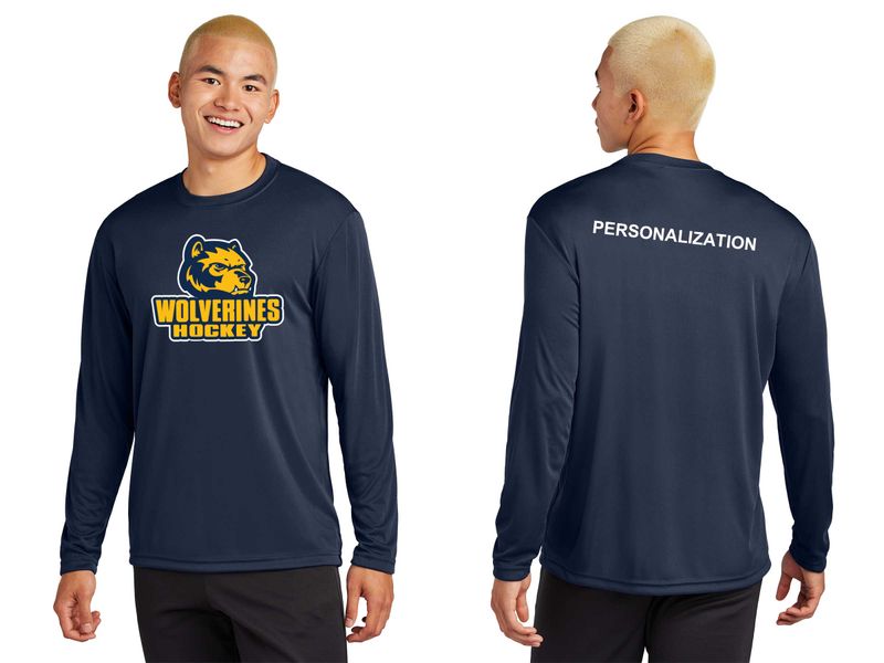 Adult Unisex Performance Long Sleeve Tee-Navy, Silver, White