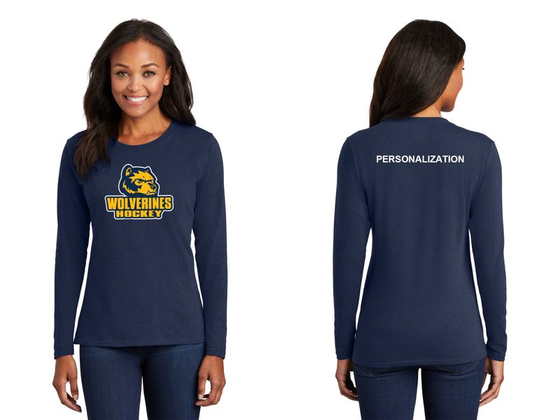 Ladies Long Sleeve Core Cotton Tee - Navy, Grey, White