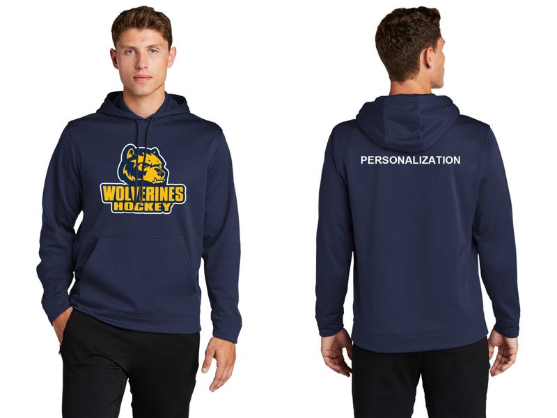 Adult Performance Pullover Hooded Sweatshirt -Navy, Silver, White