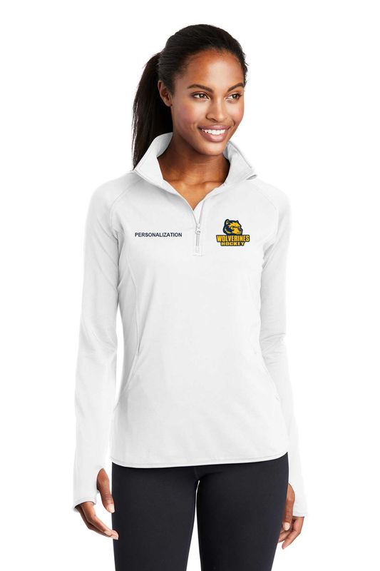 Ladies 1/4 Zip - Navy, White