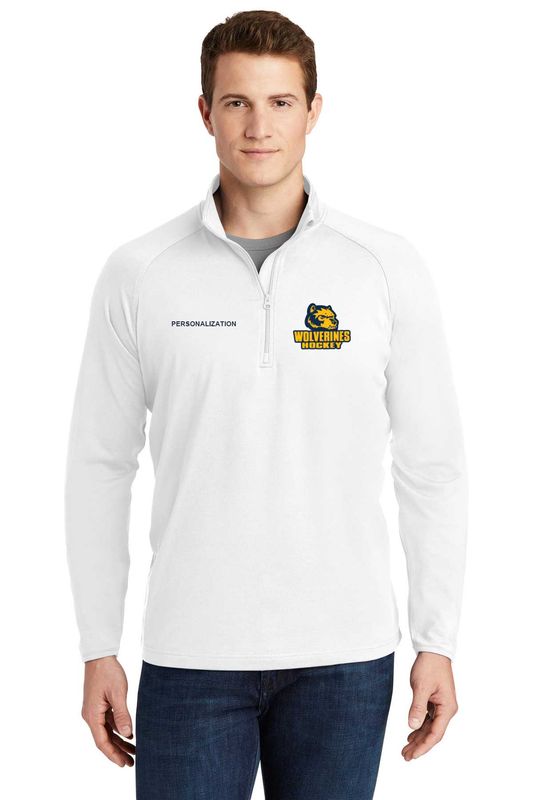 1/4 Zip Stretch Pullover: Navy, White