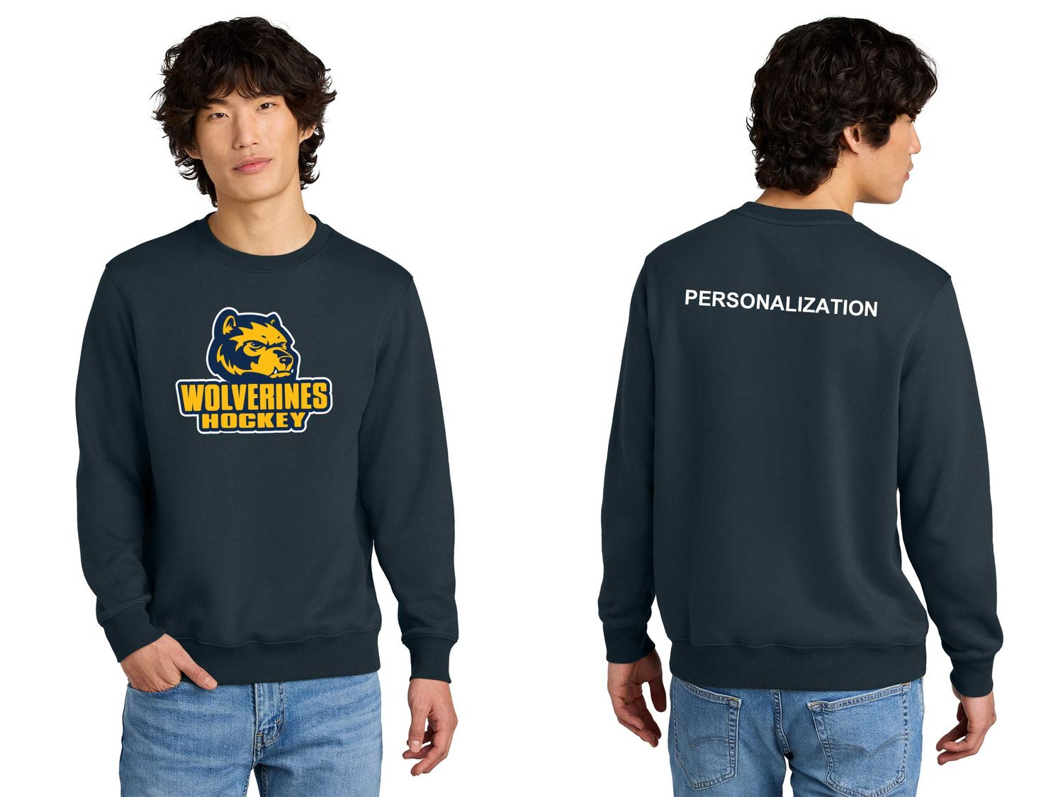 District Perfect Weight Fleece Crew- Navy, Steel Grey, White