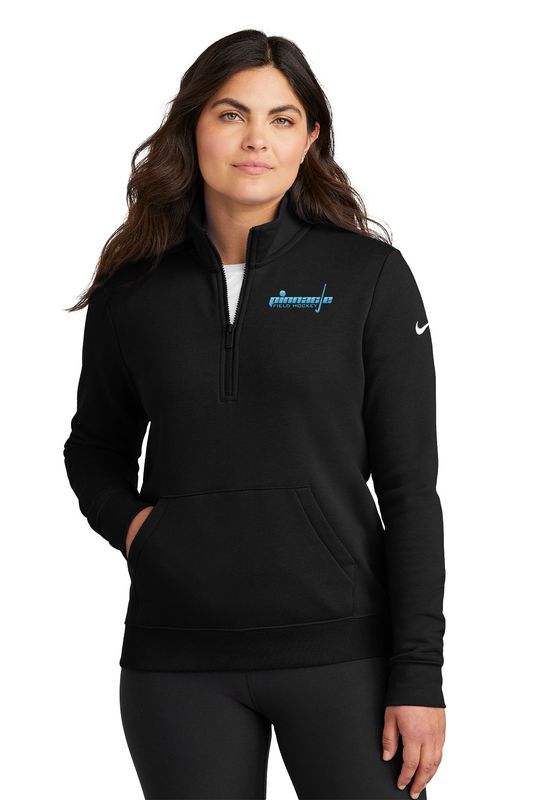 Nike Ladies Club Fleece Sleeve Swoosh 1/2-Zip- Black, Grey Heather, White, Light Game Royal Heather