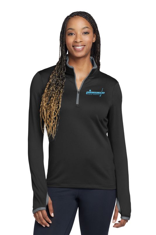 Nike Women's Dri-FIT Stretch 1/2-Zip Cover-Up- Black/Dark Grey, Dark Grey/White, White/Dark Grey