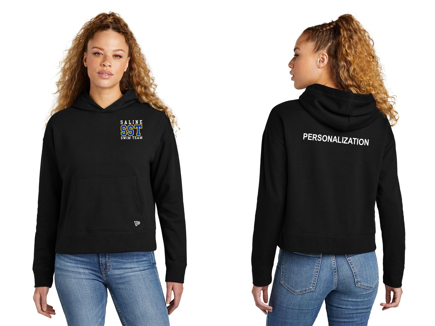 NEW New Era Women's Comeback Fleece Pullover Hoodie (Embroidered)- Dark Heather Grey, Black, White
