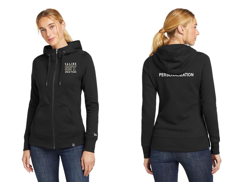 NEW Ladies French Terry Full-Zip Hoodie (Embroidered) - Black/Light Graphite Twist