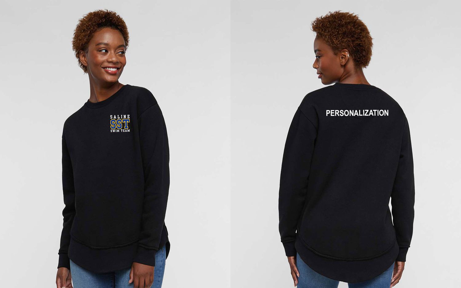 NEW Women's Weekend Fleece Crewneck Sweatshirt (embroidered) - Black, Granite Heather
