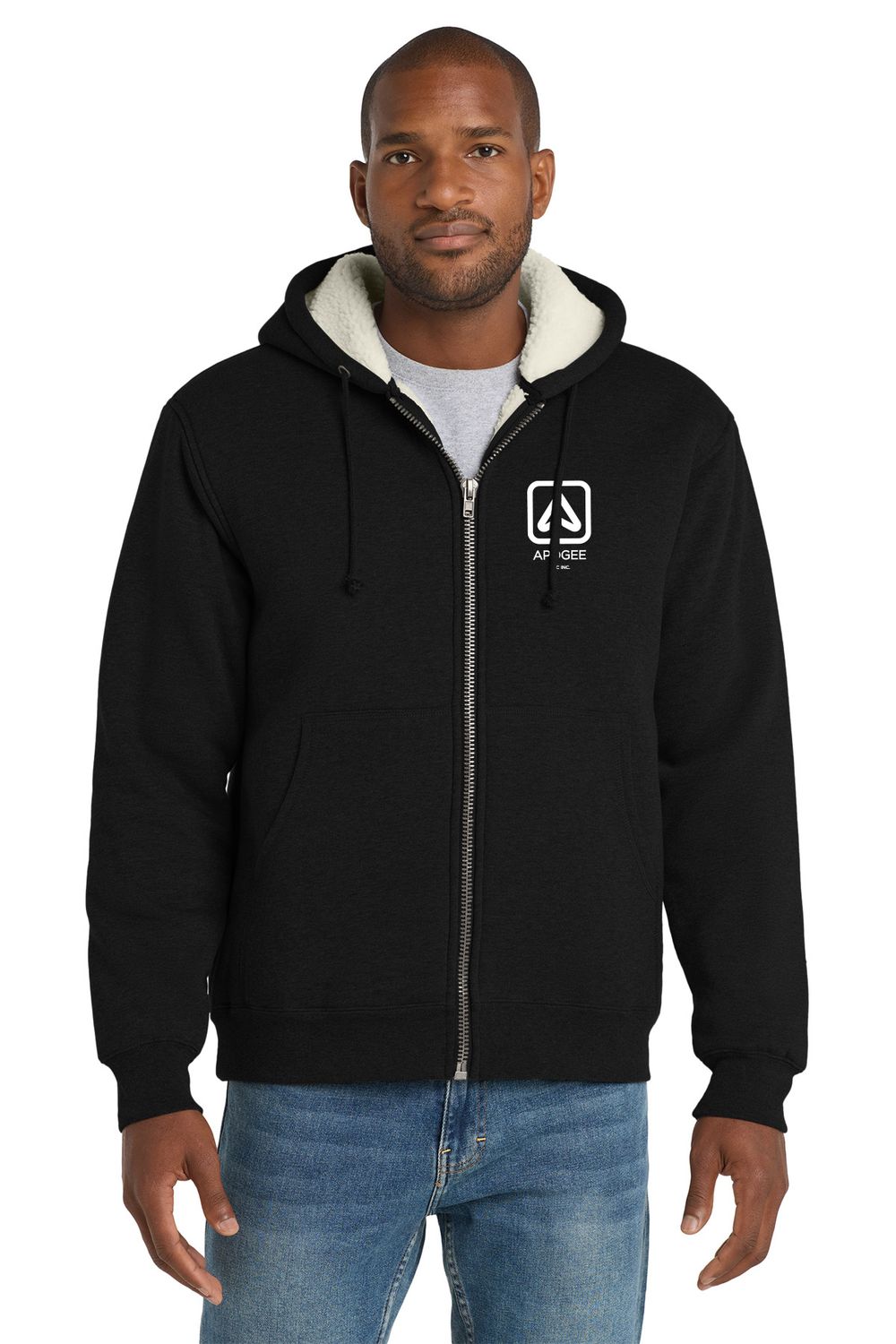 CornerStone® Heavyweight Sherpa-Lined Hooded Fleece Jacket - Black, Navy, Grey
