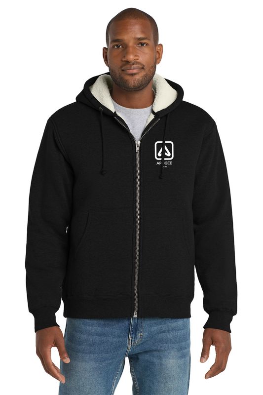 CornerStone® Heavyweight Sherpa-Lined Hooded Fleece Jacket - Black, Navy, Grey