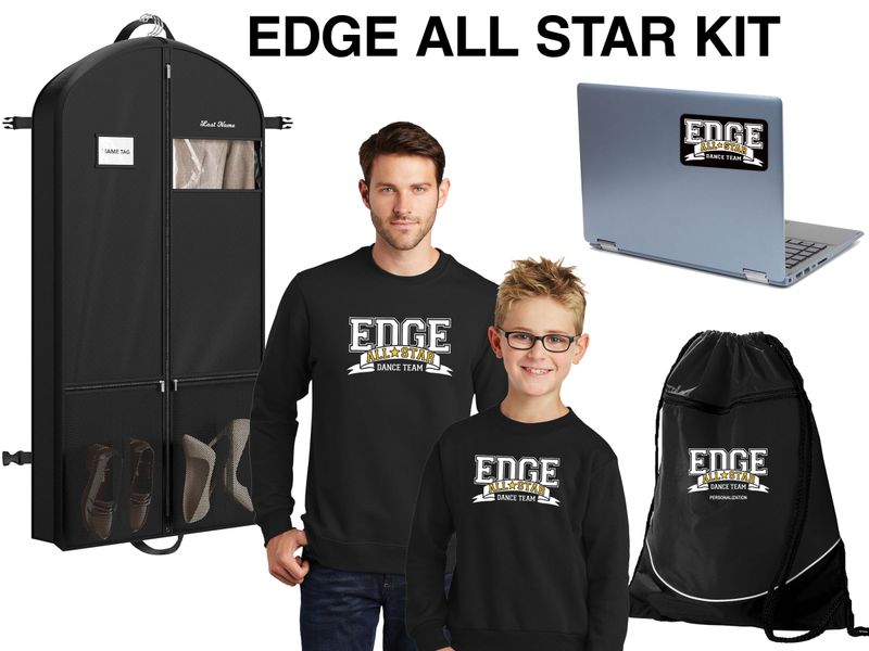 EDGE All Star Kit : Includes Hooded Sweatshirt (Youth sizes available), Drawstring Backpack, Garment Bag, Decal
