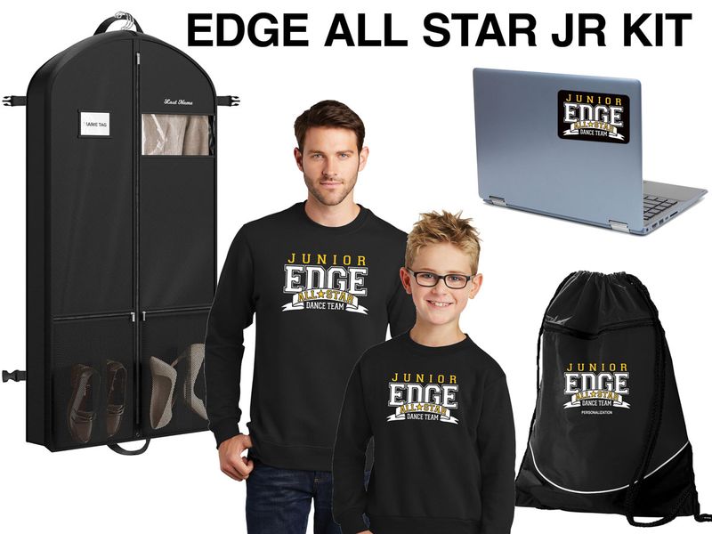 EDGE All Star JUNIOR Kit : Includes Hooded Sweatshirt (Youth sizes available), Drawstring Backpack, Garment Bag, Decal